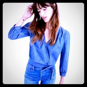 Madewell denim wrap top